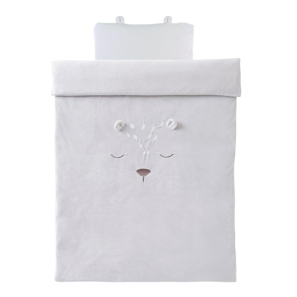 NOUKIE'S - Housse de Couette bébé & Enfant - 100 x 140 cm - Babou & Kendi - Gris