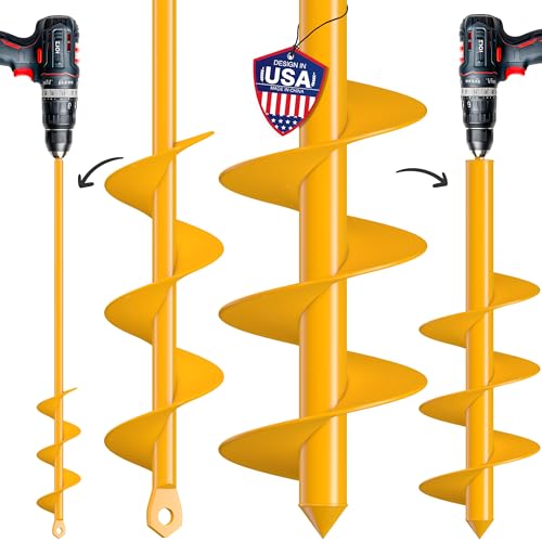 NAFOGAR Garden Auger Drill Bit for Planting - Pack of (2) - 1.6”x16.5” & 3.5”x16” – Garden Spiral Hole Digging for Planting, Bulbs, Bedding Plants & More - Compatible with 3/8 Inch Hex Drive