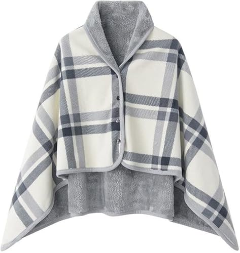 Dkieuyu Fleece Wearable Blanket,Comfy Warm Wrap Shawl Poncho Throw with Buttons,Office Chair Lap Desk Blankets Cape Cover for Sofa Bed Travel Camping,Birthday Gift for Elderly Grandma