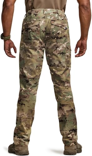 Image of CQR Men's Flex Ripstop Tactical Pants, Water Resistant Stretch Cargo Pants, Lightweight EDC Hiking Work Pants