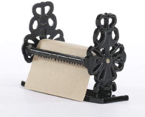 Miniature Decorative Black Metal Paper Dispenser with Roll of Kraft Paper