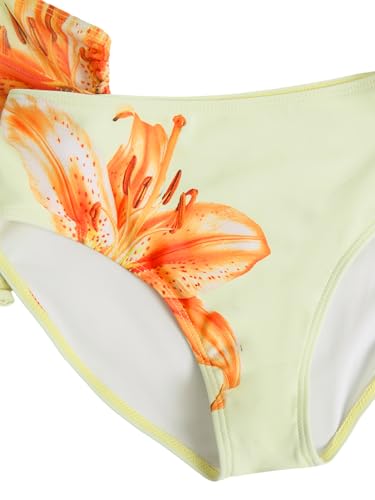 Image of RoseSeek Girl's 3 Piece Cute Bowknot Bathing Suit Halter Triangle High Waisted Swimsuit with Beach Cover Up Skirt