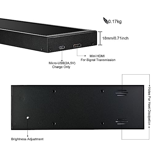 Image of wisecoco 7.84 Inch Mini Monitor HD IPS 1280x400 Secondary Screen Stretched Bar LCD Display with Casing for Laptop Computer Speed Temperature Windows Aida64 CPU GPU Monitoring