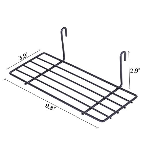 Kaforise Hanging Straight Shelf for Wire Wall Grid Panel, Small Wire Wall Organizer and Display Shelf, Size 9.8"X3.9",Black Painted