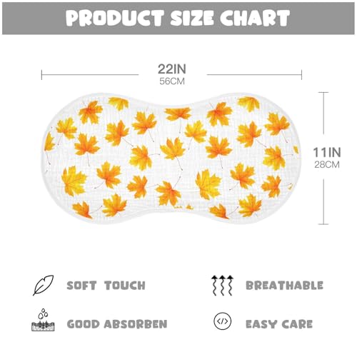 Maple Leaves Baby Burp Cloths for Boys and Girls, Soft Muslin Spit Up Towels, 22"x11" Newborn Essentials for Feeding and Drooling, 4 Pack4