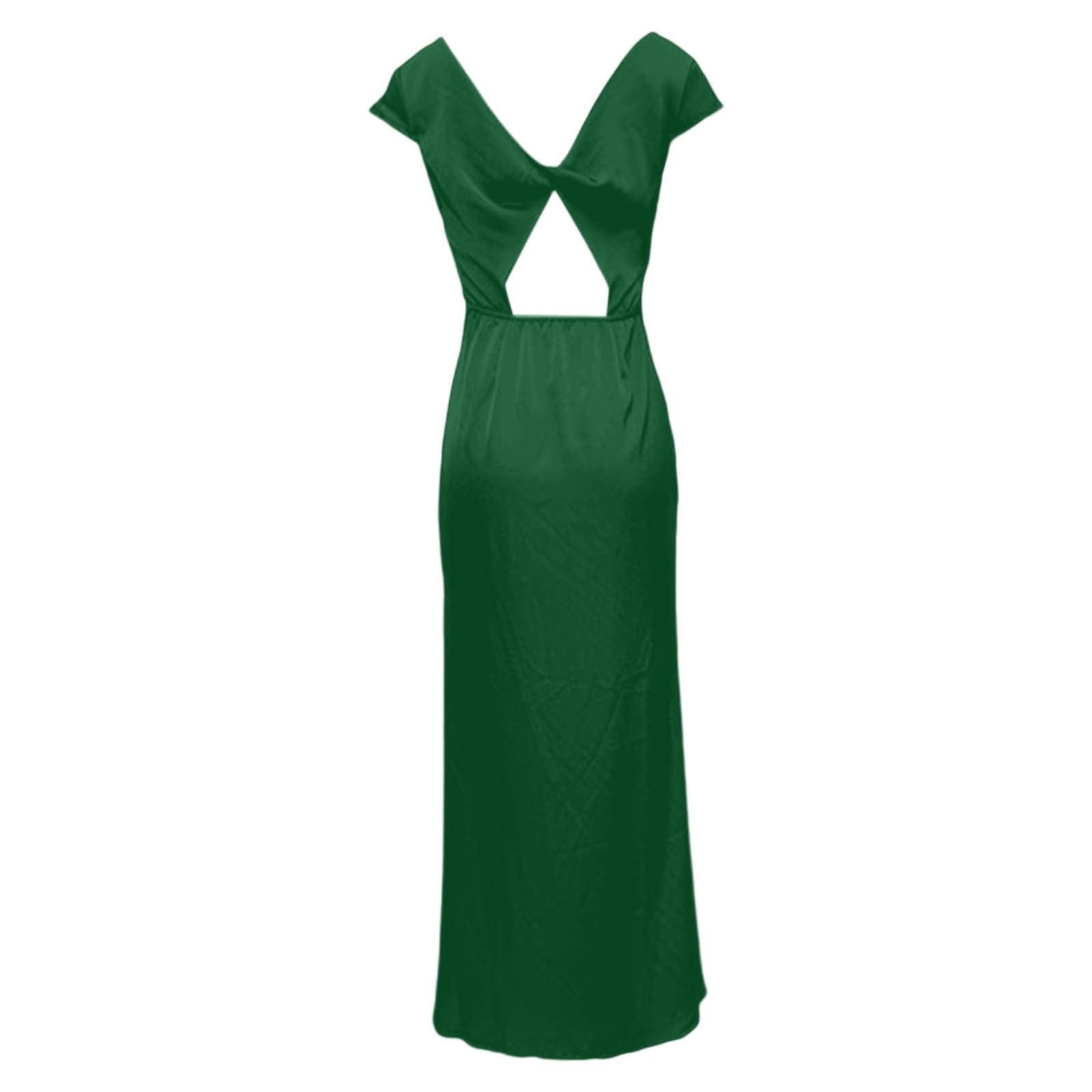 Generisch Elegante vestido midi de satén para mujer, cuello en V, espalda descubierta, cóctel, noche, verano, informal, moderno, cómodo y elegante
