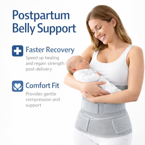Image of 3-in-1 Postpartum Belt for Women - Post Pregnancy Belly Binder, Waist & Pelvic Support - C Section Recovery, Tummy Tightening, Back Pain Relief - Adjustable Fit - (Grey-M)