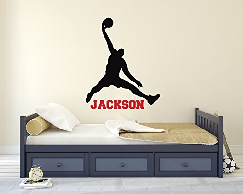 Vinilo decorativo baloncesto nombre para pared niño miniatura 2