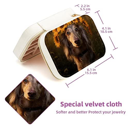 Caja de almacenamiento compacta de terciopelo con cremallera para joyas de perro 6