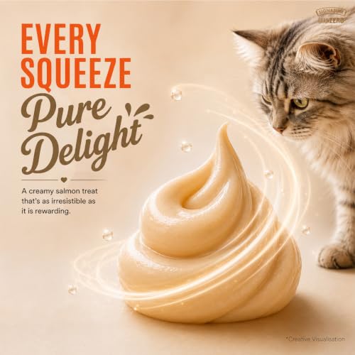 Image of Grain Zero Creamy Lickable Cat Treats Salmon, 360 Gm - 20 Sachet + 4 Free | Rich in Protein, Promotes Hydration, No Artificial Preservatives | Best for Training and Bonding |