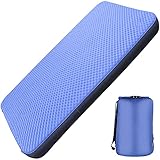 Double Self-Inflating Camping Mattress, 80”×52” Sleeping Pad, Ultra Comfortable Side Sleep Friendly 4 Inches Thick PU Foam, Portable Roll-Up Floor Guest Bed, TPU Material, Blue