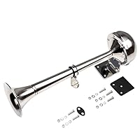 FARBIN 12V Marine Horn, einzelne Trompete Edelstahl Horn, wasserdichtes elektrisches Hupe für Schiffe Boote Segelboote Yachten LKW SUV RV Touring Car etc. (12V, Einzelnes Kurzrohr aus Edelstahl)