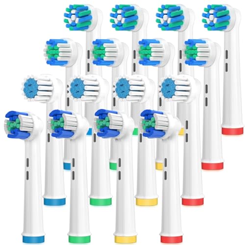 Recambios Cepillos Compatible con Oral B, 16 Cabezal de Cepillos de Recambio para Oral B Eléctricos Cepillo de Dientes, incluir Estándar, Sensible, Precisión e Clean de ángulo Múltiple