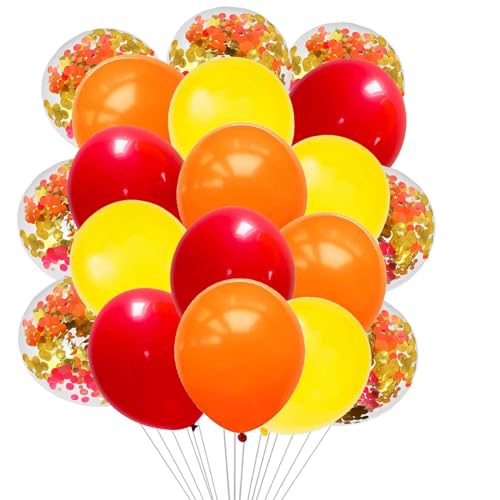 Image of We Moment 12 Inch Red Orange Yellow Balloons with Red Orange Yellow Confetti Balloons,50pcs,for Thanksgiving Boys' Birthday Party Decorations