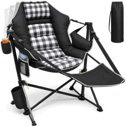 Silla Hamaca para Camping ZENPETIO con Reposapiés, Cojín Acolchado y Capacidad 500 lbs miniatura 1