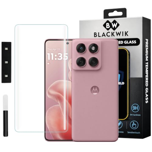 Image of Blackwik Premium Curved UV Tempered Glass For Moto Edge 60 Fusion Cellphone (Transparent, Pack Of 1) Advanced Border Less Full Screen Coverage UV Screen Protector Guard With Installation Kit