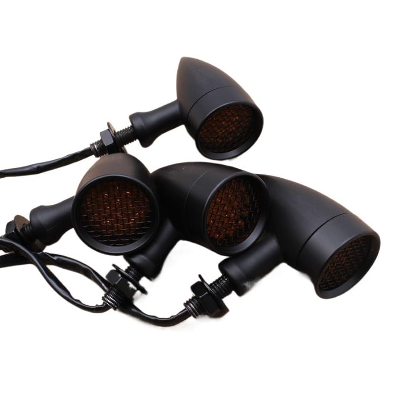 Clignotants LED Rétro Moto Aluminium 10mm Feu Stop Lentille Ambre Grille Bobber 4x