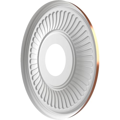 Image of Ekena Millwork CMP13BEBCO Berkshire Thermoformed PVC Ceiling Medallion (Fits Canopies up to 5 3 /4 inch), 13 inchOD x 3 1 /2 inchID x 3 /4 inchP, Bright Coat Copper
