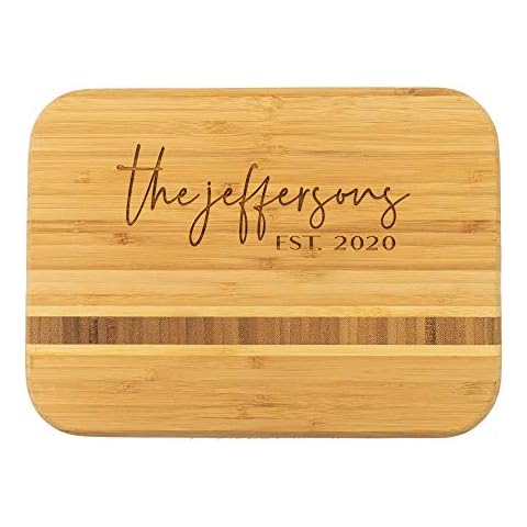 Personalized Bamboo Cutting Board Mothers Day Gift Engraved Wedding Gift w/Wooden Inlay, Customizable 9" x 6.5"(Barbados) Cover