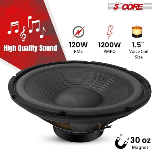 Image of 5 CORE 12 Inch Guitar Speaker 200W Peak 100W RMS 8 Ohm Amp Speaker Replacement for Guitar Amplifier Cabinets with 2 Inch Voice Coil & 30 Oz Magnet - SP 12120 8OHM GTR
