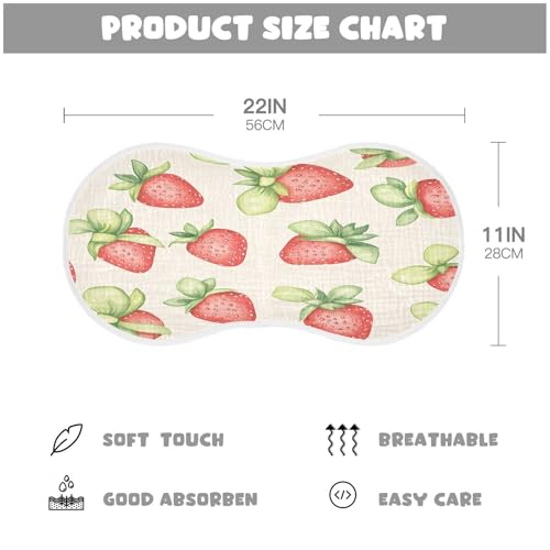 Strawberries Plant Burp Cloths Cotton Baby Washcloths,Large 22x11in Burping Cloth Absorbent and Soft for Newborn Baby Boys and Girls,4 Pack4