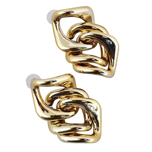 18k Plated Twisted Knot Square Dangle Earrings
