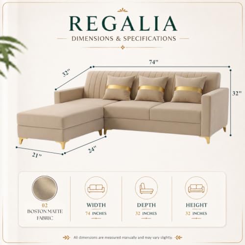 Image of CASASTYLE Signature Groovy 4-Seater L-Shape Sofa Set with Movable Ottoman | Flexible LHS /RHS Layout | Smooth Boston Fabric & Plush Cushions | 40D Foam + Zigzag Spring | 3-Yr Warranty (Beige)