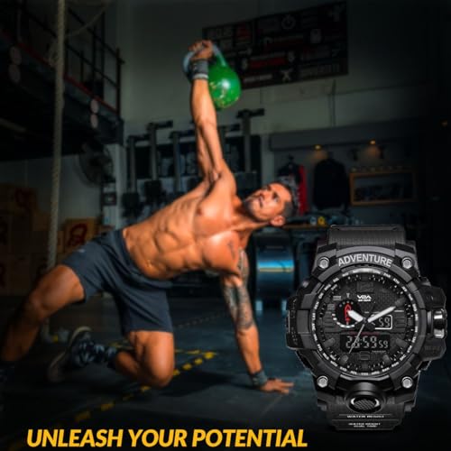 V2A Analogue - Digital Men's Watch (Black Dial Blue Colored Strap)