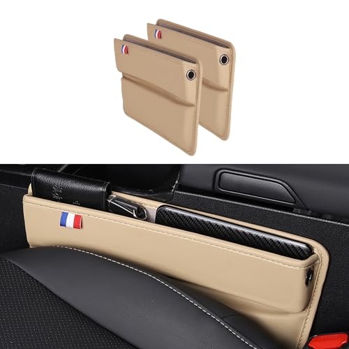 隙間ポケット ケーブル穴付き サイド収納ボックス レクサス 新型 NX 20系 車載サイド収納ボックス 大容量 多機能 差し込みタイプ 小物整理 シートサイドポケット 隙間収納ボックス カード 鍵 駐車券の収納 便利 運転席 助手席 (beige)