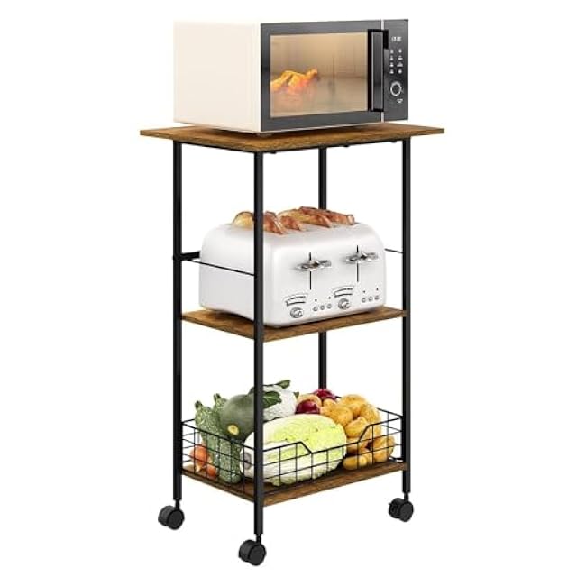 3 Tier Rolling Storage Cart, Mobile Shelving Unit Organizer Utility Cart with Wheels, Metal Wire Storage Rack with Baskets for Kitchen, Bathroom, Laundry Living Room-qKL2qR8a