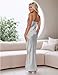 Summer Satin Maxi Dresses for Women 2025 Cowl Neck Ruched Silk Formal Wedding Guest Bridesmaid Slip Dress with Slit Silver
