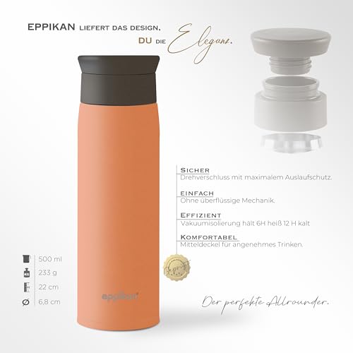 eppikan eppiToGo Edelstahl Thermobecher- Isolierbecher, Kaffee-to-go Becher, 350 ml, 500 ml Travel Mug, Autobecher… – Ansicht 2