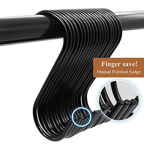30 Pack 3.7 inch Length S Hooks Black Steel S Shaped Hooks for Hanging Jeans Pans Pots Plants Bags Towels Kitchen Closet Hooks Hanger, Fit The Rod Dia Less than1 inches