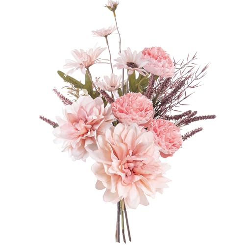 maifey Artificial Pink Flowers, Fake Dahlia Silk Peonies Faux Plants Arrangements Flower Bouquets Decoration for Table Centerpiece for Indoor Home Garden Party Wedding Décor