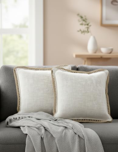 Image of Sofa Cushion Cover Cotton for Living Room Couch Soft Pillow Cover (Natural Jute, 16 inch x 16 inch)