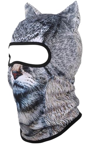 Image of 3D Cat Ski Balaclava Sheisty Face Mask with Ears Cute Animal Ski Mask for Music Festivals Raves Party Outdoor Activities
