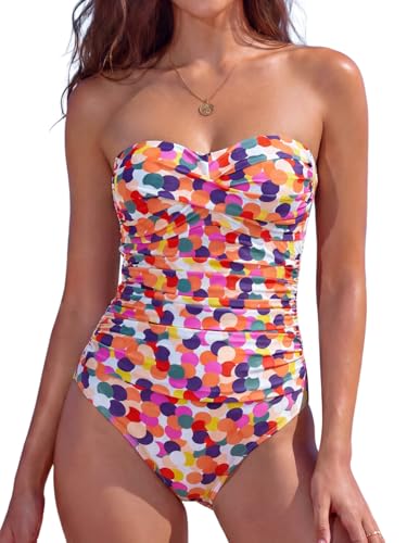 Image of RELLECIGA Women's Twist Front Shirred One Piece Swimsuit