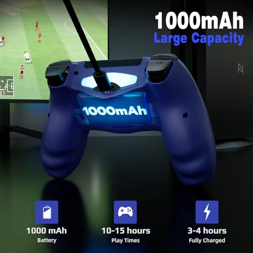 Image of CHENGDAO 2 Pack for PS4 Controller, Wireless Controller for PlayStation 4 /Pro /Slim /PC, Adjustable RGB Light, 1000mAh Battery, Speaker & 3.5mm Audio Jack, Purple + Pink