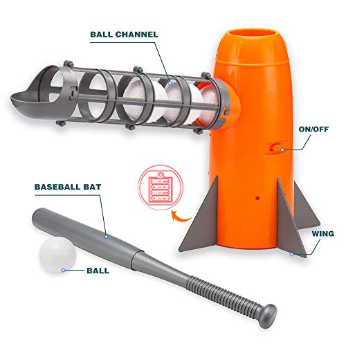 Omnisafe Baseball Pitching Machine Toys, Baseball Pitcher Sets, Includes 5 Pp Baseballs & Extendable Ball Bat, Outdoor Training Ball Play Sport Games For Kids Boys & Girls #TOP2