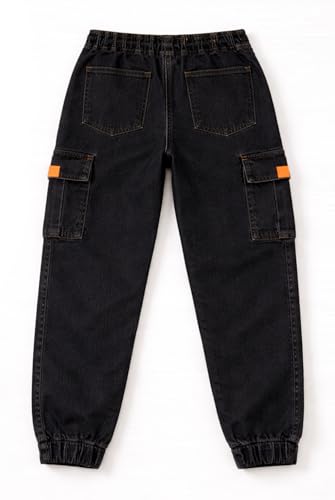 Image of Bold N Elegant Comfy Kid's Trendy Cool Print Washed 6 Pocket Denim Elasticated Jeans Joggers Pant for Baby Boys Girls
