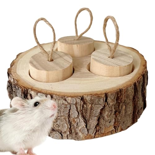 Juguetes de búsqueda de enriquecimiento para hámster, juguete de conejo olfateador de madera | Dispensador interactivo de madera para jerbos, ratas, conejos, chinchillas, conejos