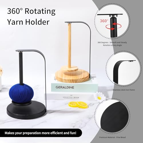 Image of ZXINU Yarn Ball Holder for Knitting and Crocheting, Yarn Holder Spinner for DIY Crafts, Magnetic Yarn Holder as Surprise Gift for Knitting Lovers (Black)