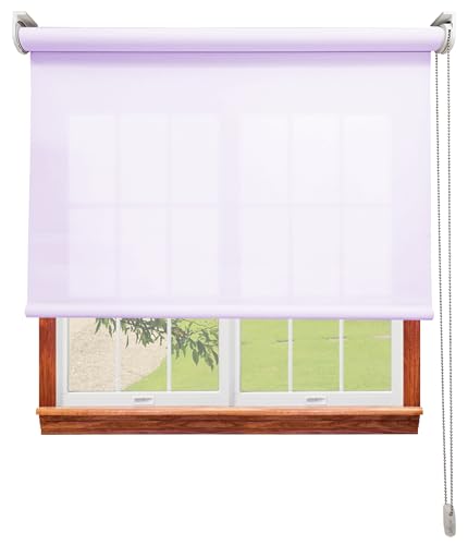 Estor Translucido Enrollable Premium a Medida, Anchos de 40 a 300cm. Lila Claro. Paso de Luz de Dia, Intimidad de Noche. Stores enrollables translucidos para Ventanas y Puertas - Medidas 98 x 180 cm