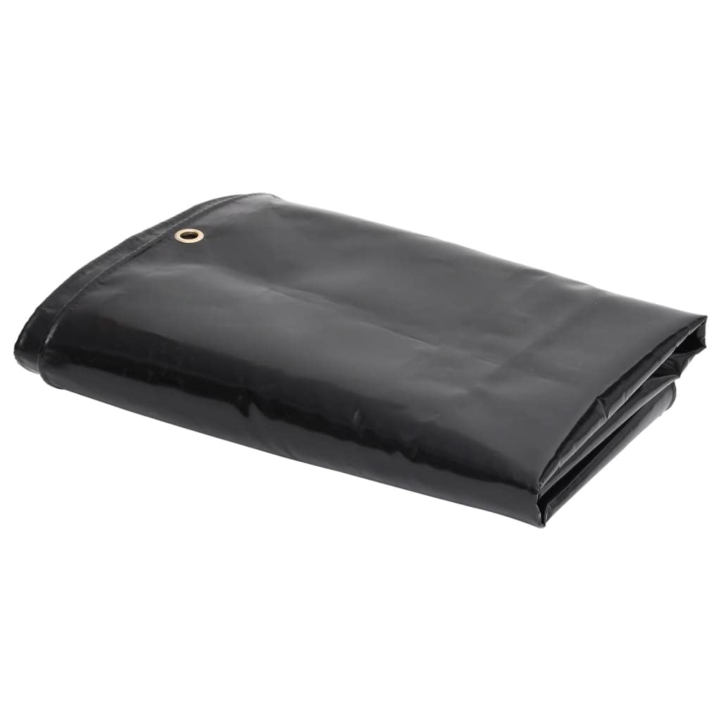 Abdeckplane 650 g/m² 1,5 x 10 m Schwarz, strapazierfähige Schutzplane aus PVC-beschichtetem Canvas für Gartenmöbel Anhänger und Baumaterialien