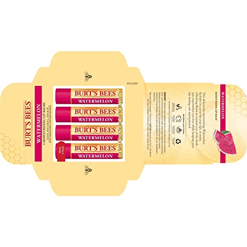 Burt's Bees 100% Natural Origin Moisturizing Lip Balm, Watermelon, 4 Tubes - image 9
