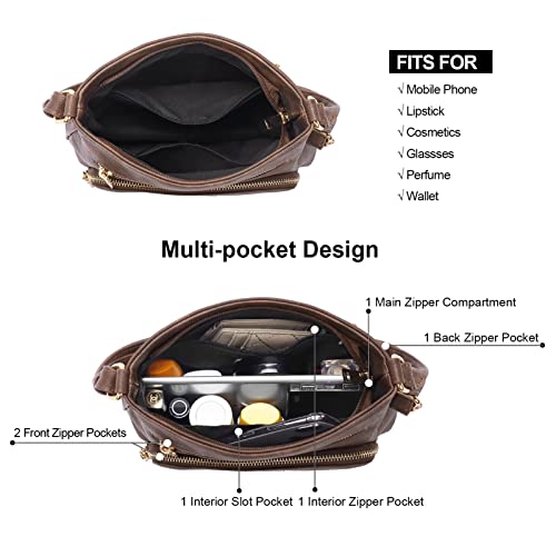 CLUCI Small Crossbody Purse for Women Compact Vegan Leather Purse with Multi Pockets Shoulder Handbags for Travel4