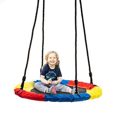 wonline 24’’ Flying Saucer Tree Swing, 330lb Weight Capacity, Indoor Outdoor Round Mat Swing for Kids