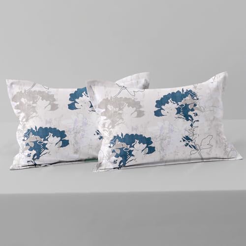 Image of Cloth Fusion Cotton Feel Pillow Covers Set of 2 with Envelope Closure (17X27 Inches, Silver Leaf)