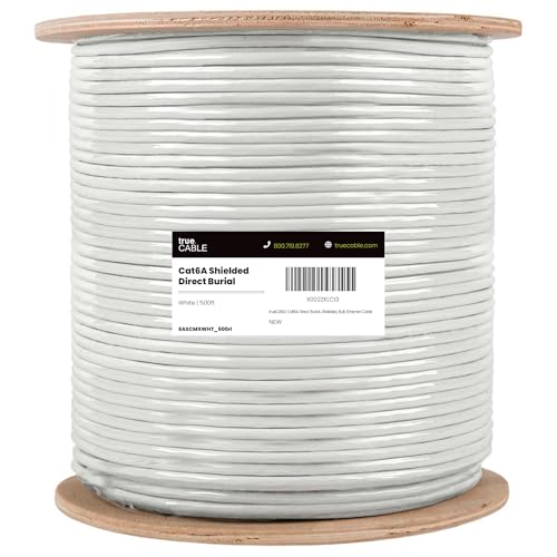 Câble Ethernet en vrac Cat6A blindé FTP TrueCABLE blanc de 152m pour extérieur