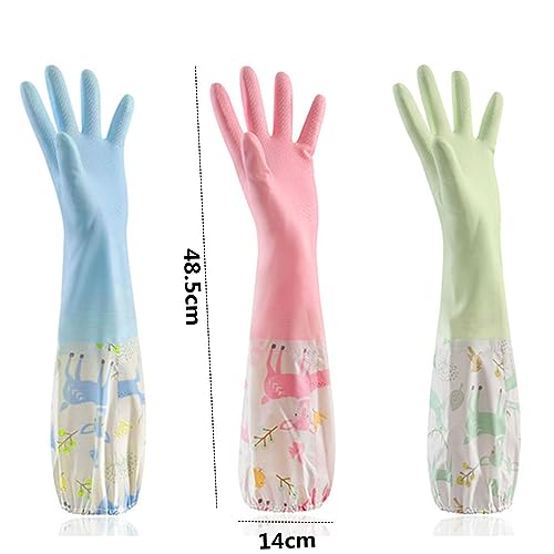 LATRAT 3 works Kitchen Gloves Non-Slip Long Rubber Gloves for Kitchen Dishwashing Household Laundry Cleaning Cleaning - Image 2